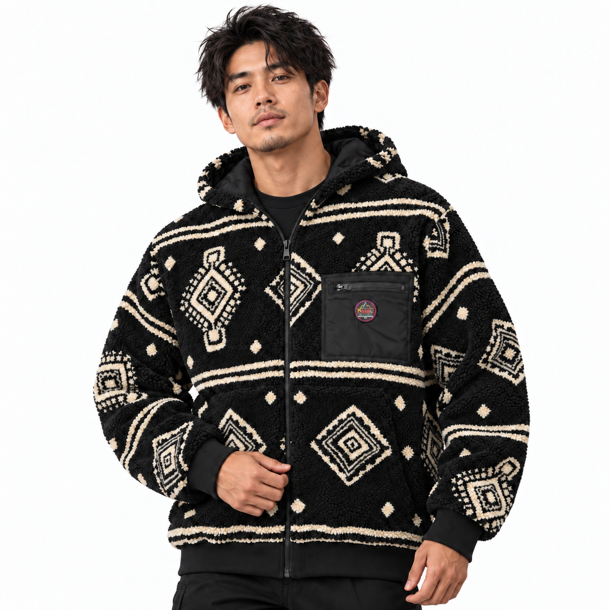 MAUNAKEA ETHNIC SHERPA HOODIE