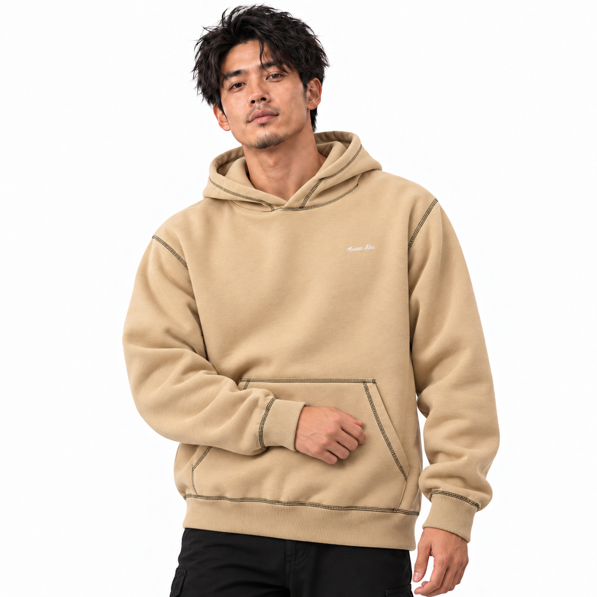 MAUNAKEA CONTRAST STITCHING HOODIE